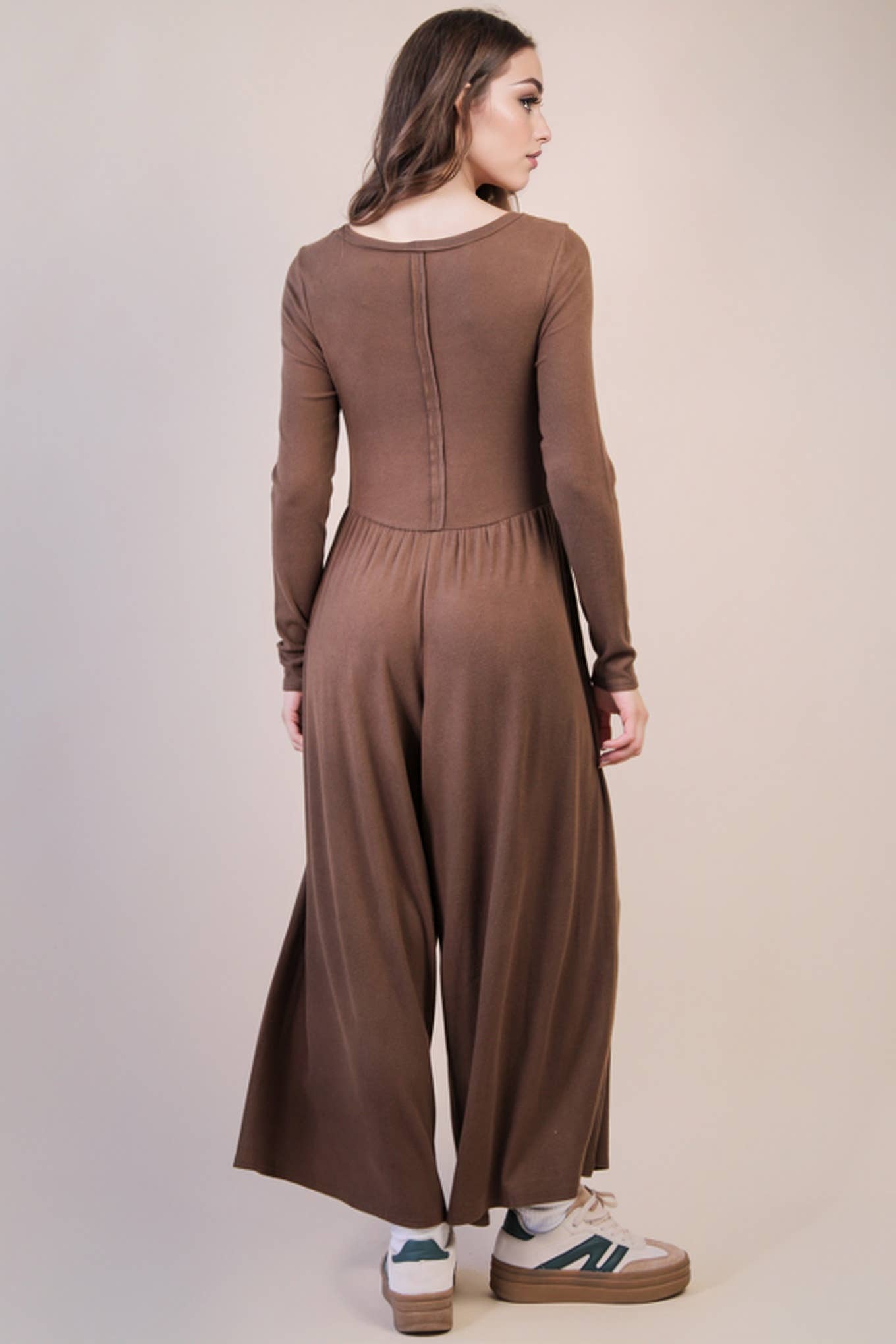Wide Leg Solid Knit Casual Jumpsuit
