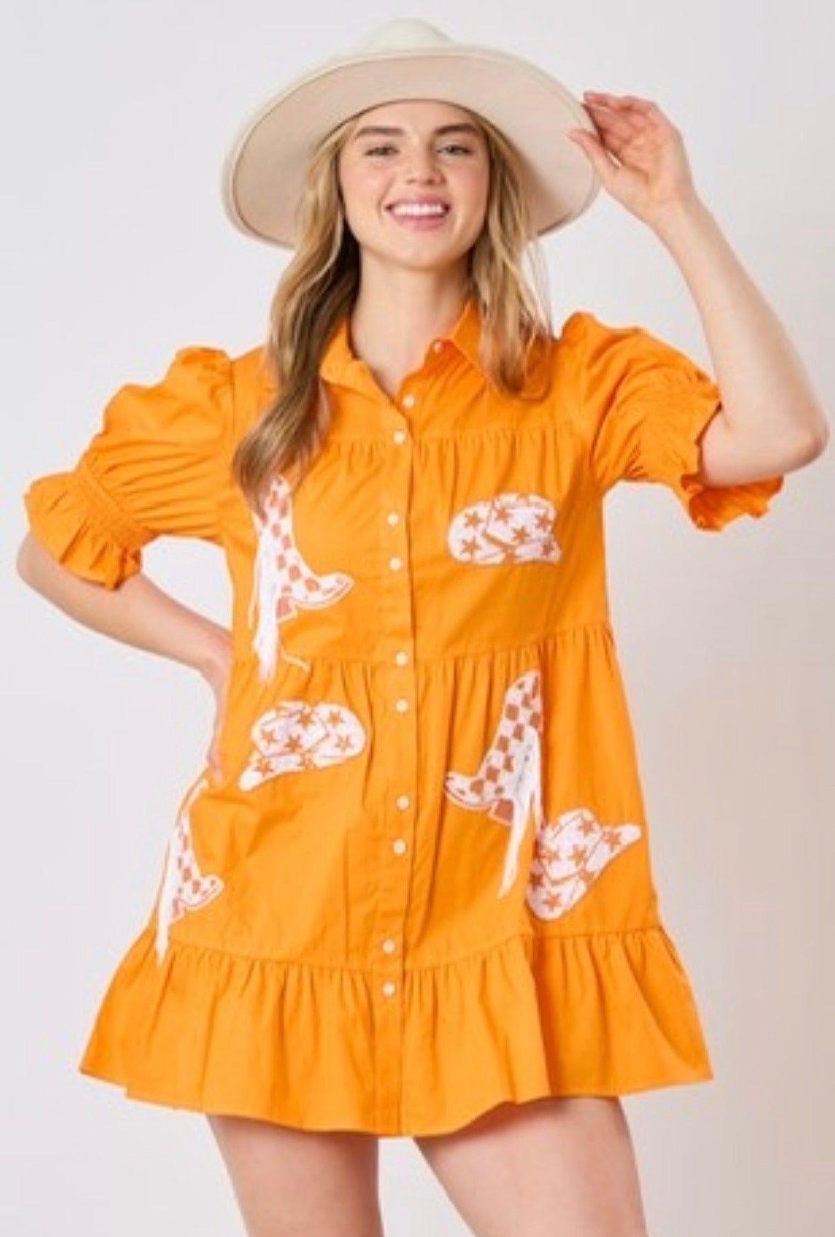 Boots&hats Sequin Embroidery Shirt Dress