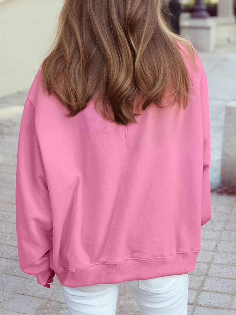 Oversized Blessed Embroidered Mock Neck Sweatshirt