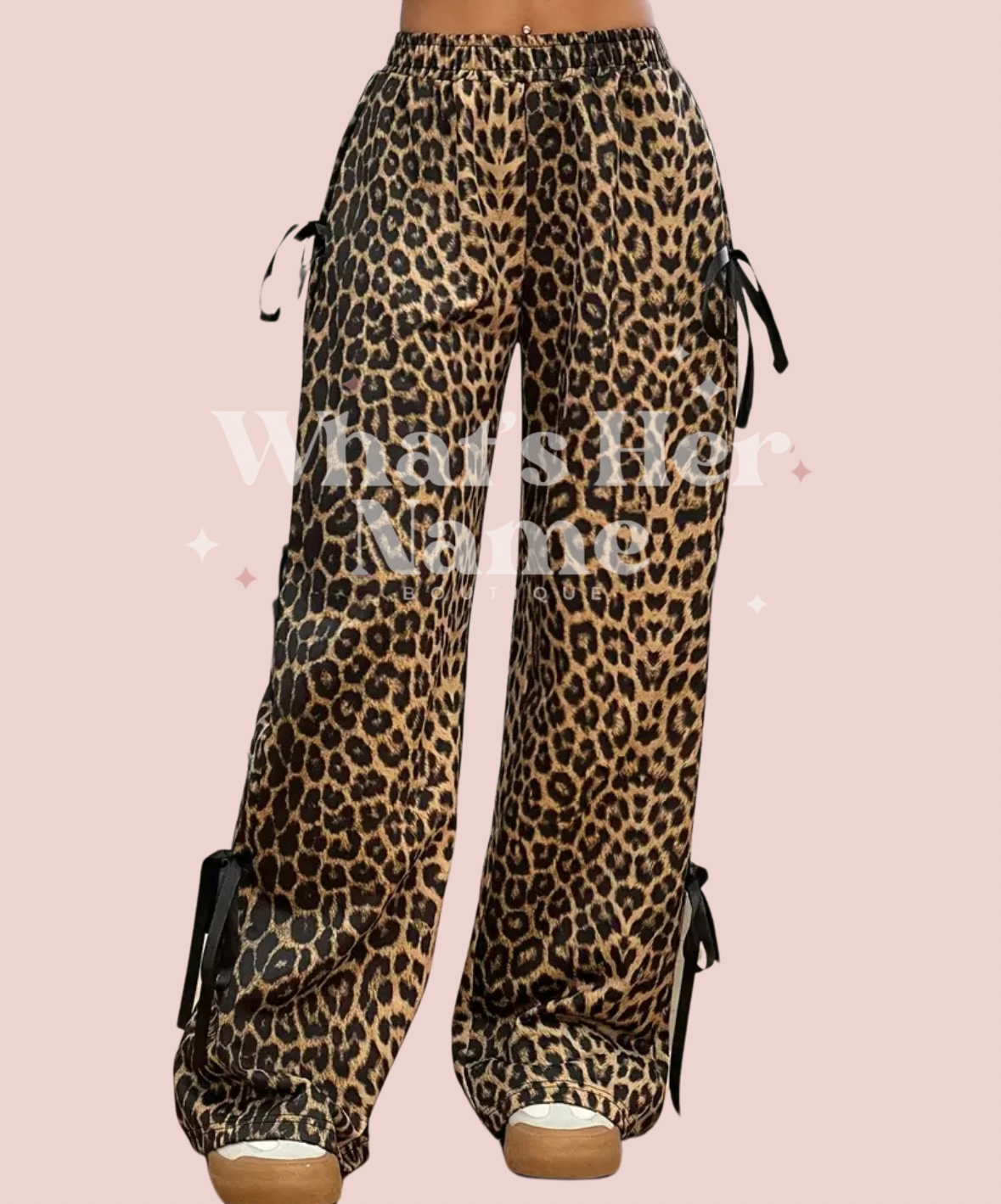Cheetah Print Pants with Side Bow Detail