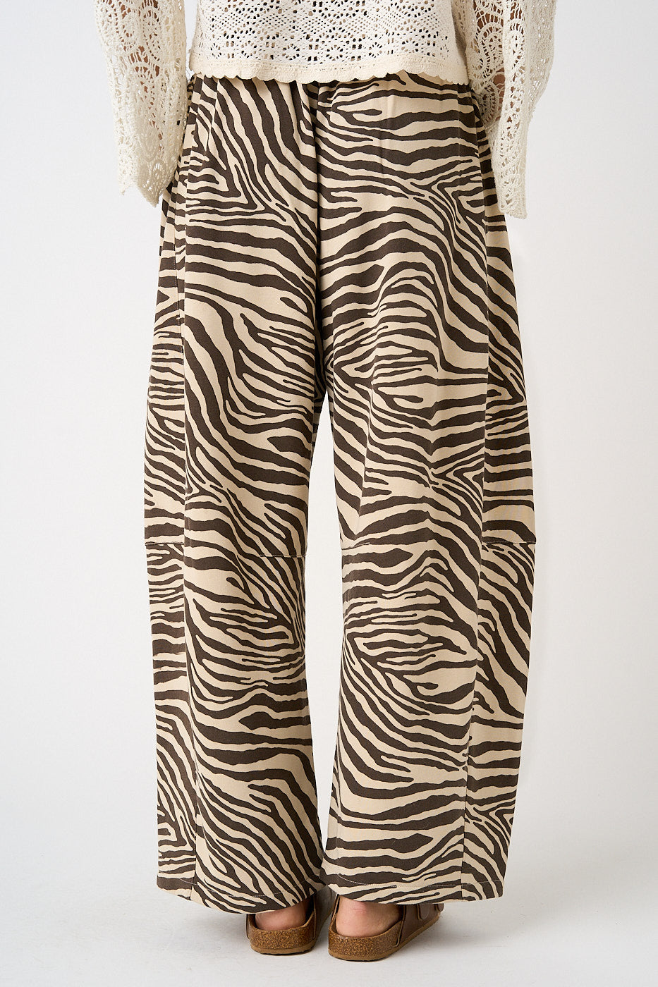 PREORDER — Zebra Print Pull-On Barrel Leg Pants