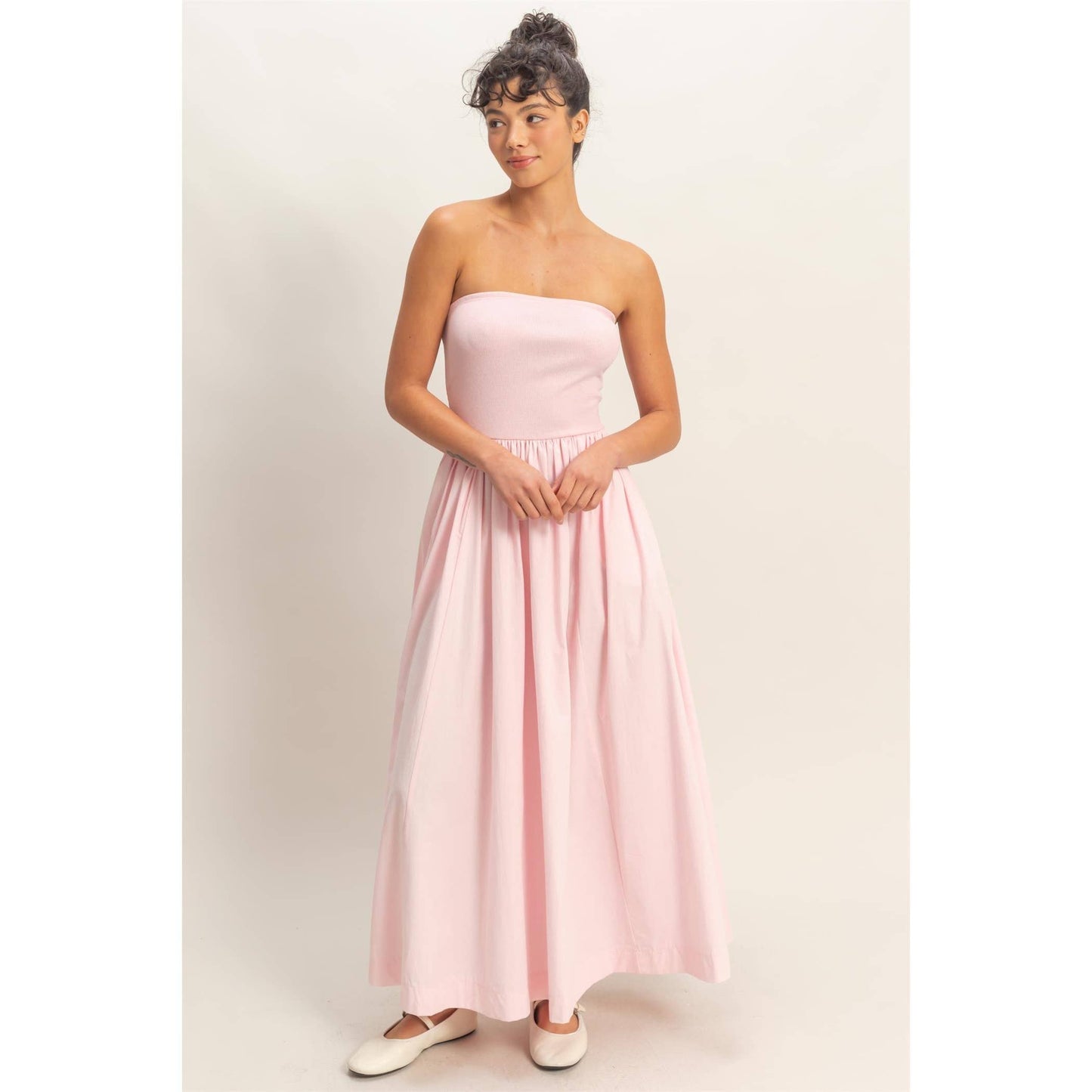 Strapless Flowy Midi Dress