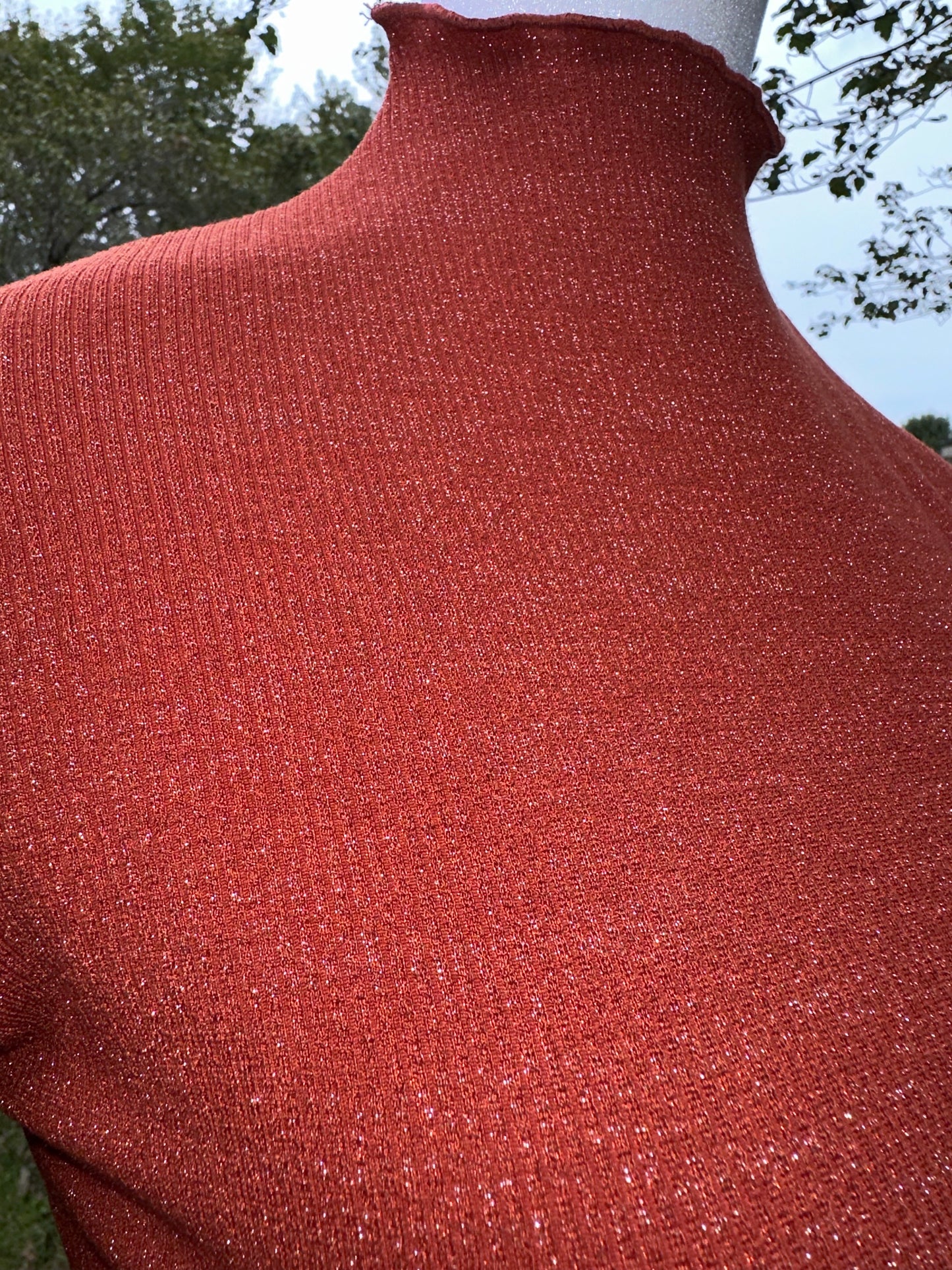 Lettuce Edge Mock Neck Fitted Top