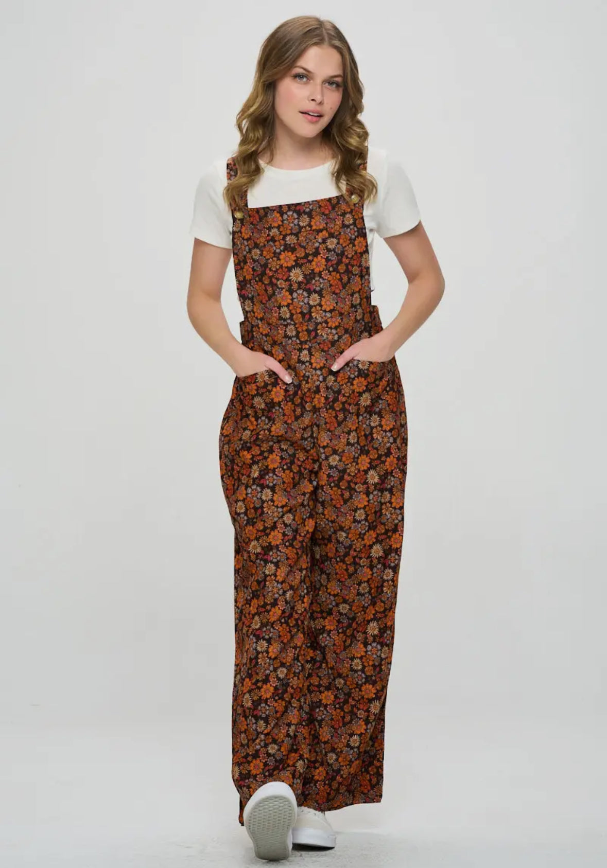 {IN STORE} Fall Floral Corduroy Overalls