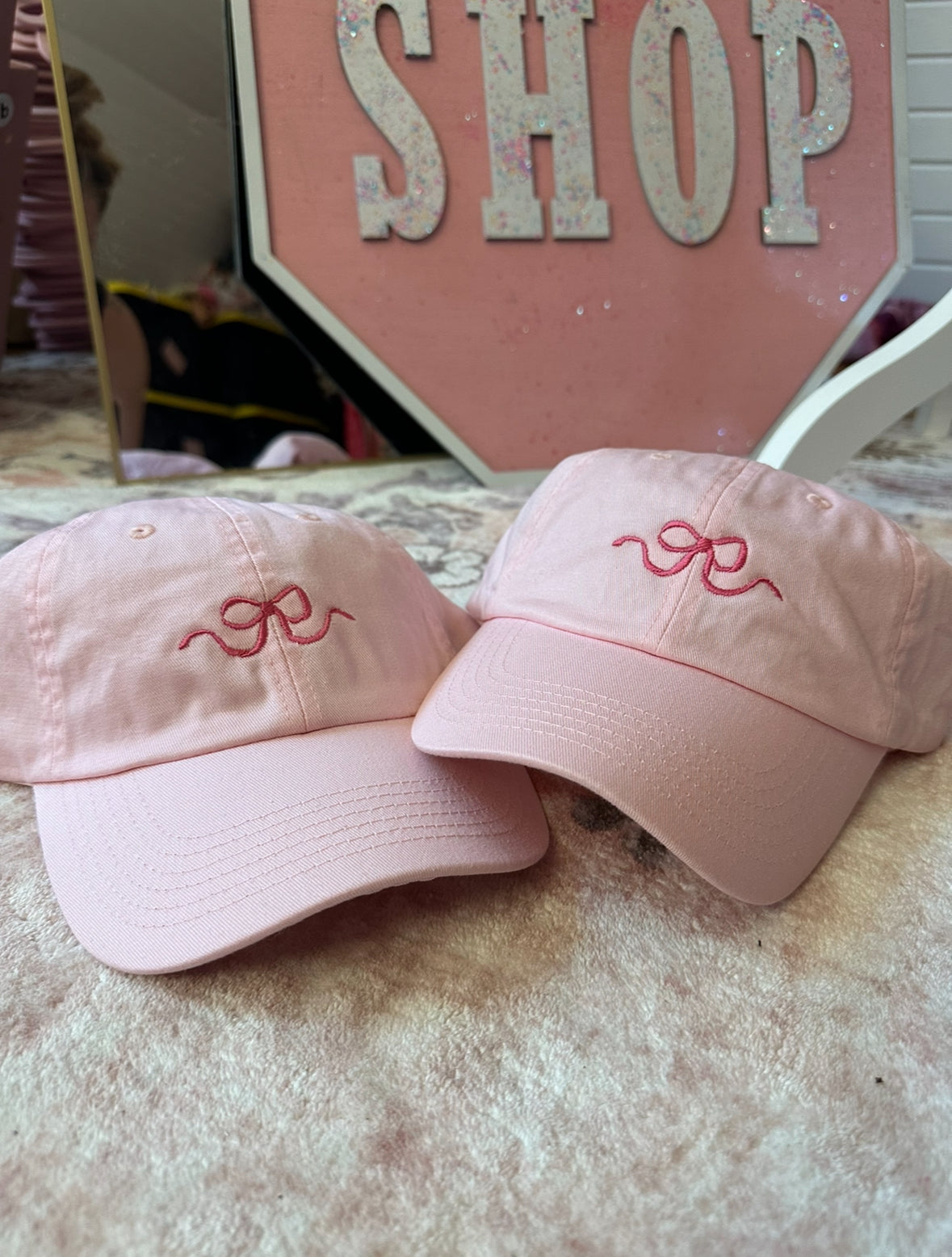 Embroidered Coquette Bow Hat
