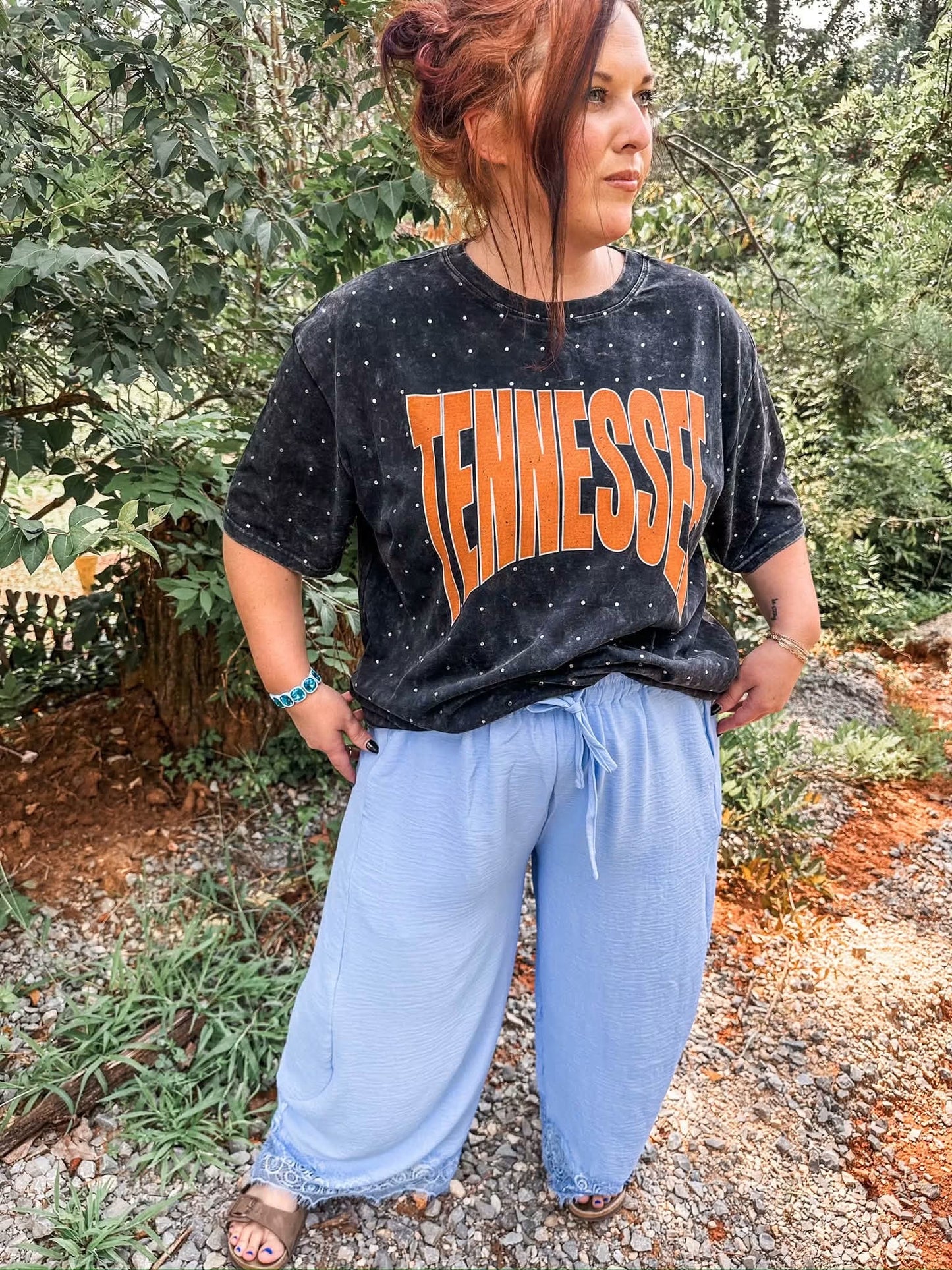 Tennessee Rhinestone Acid Wash Tee