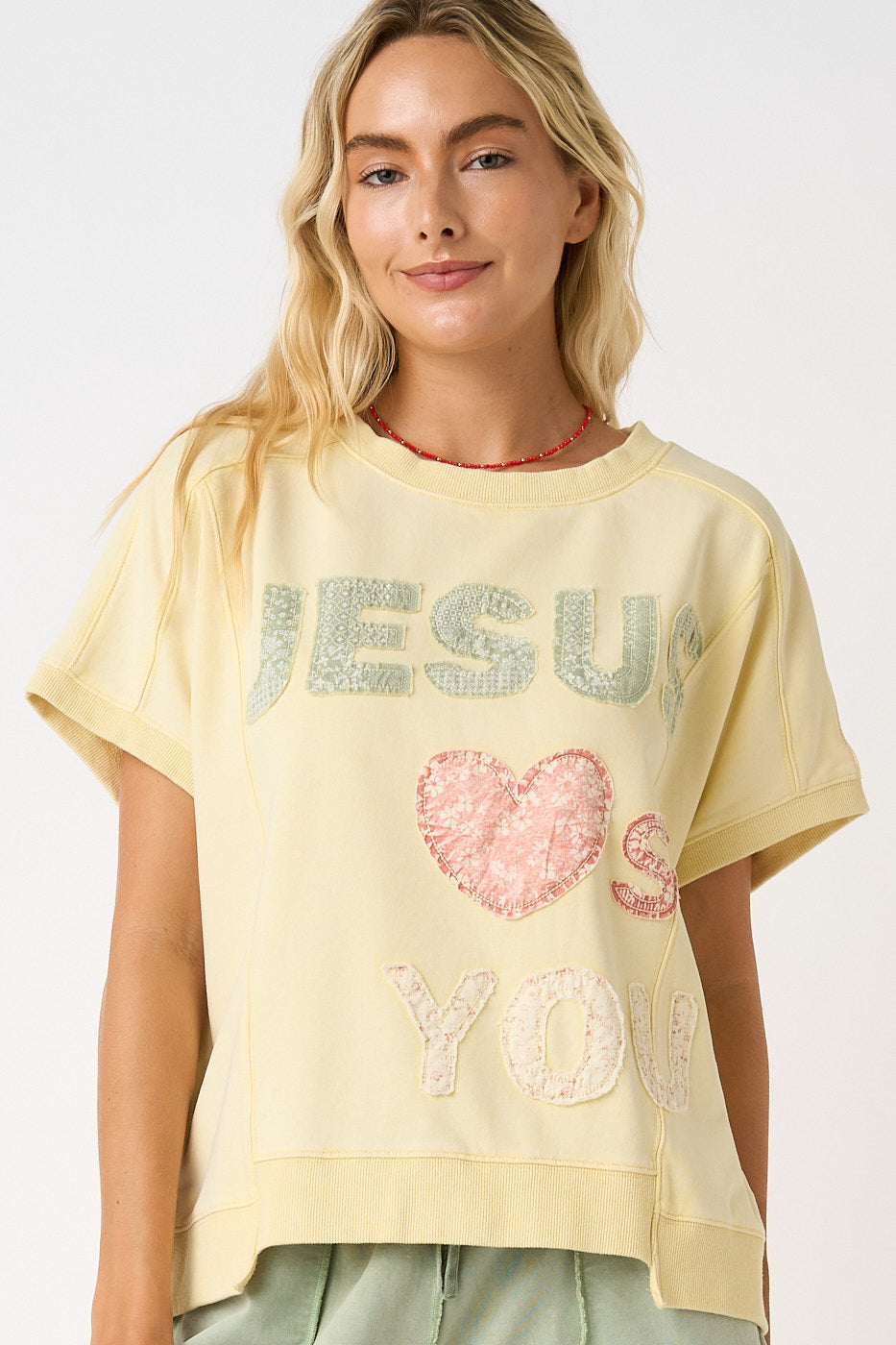 Jesus Loves You Patchwork Mineral Wash Tee