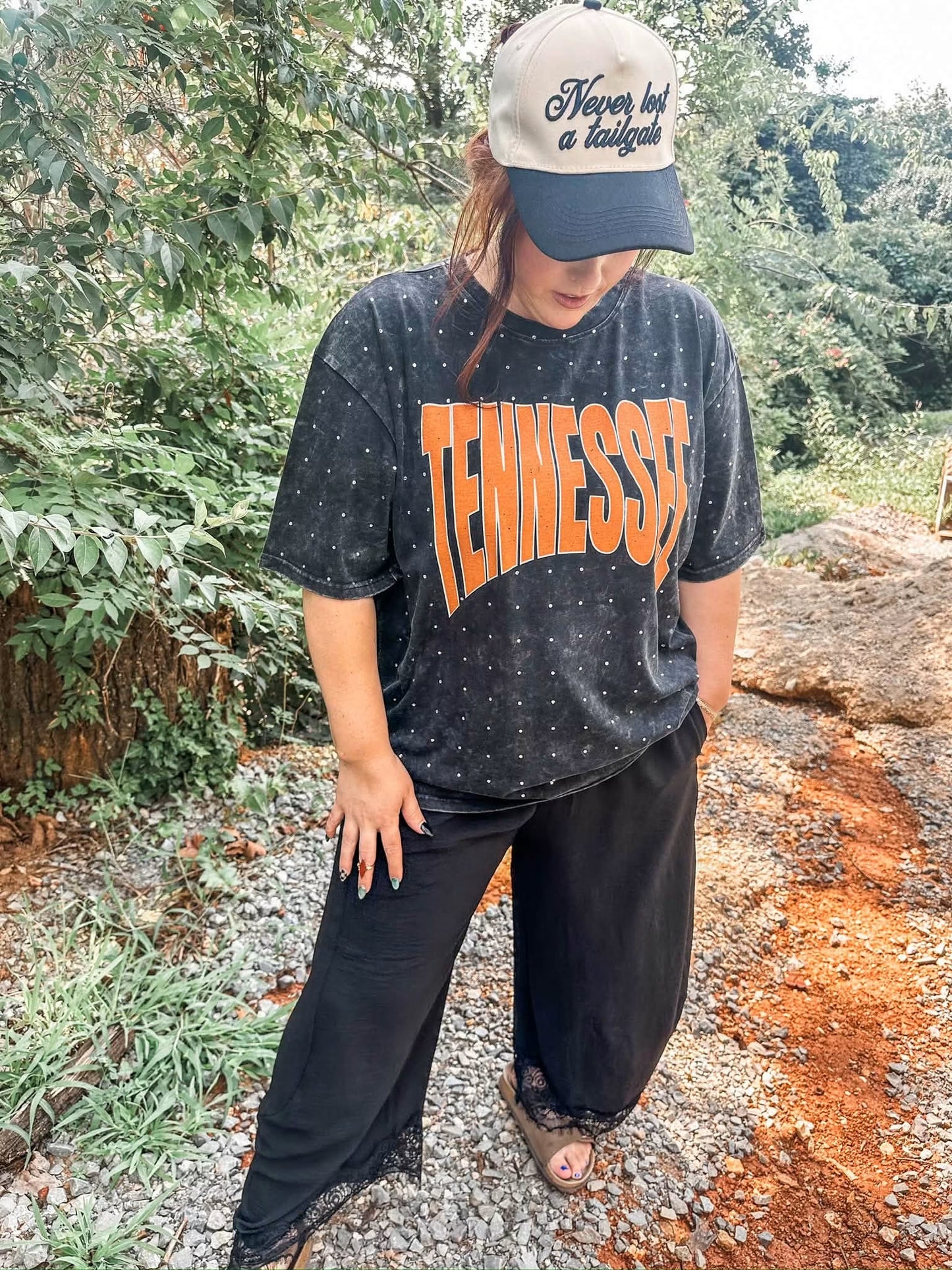 Tennessee Rhinestone Acid Wash Tee