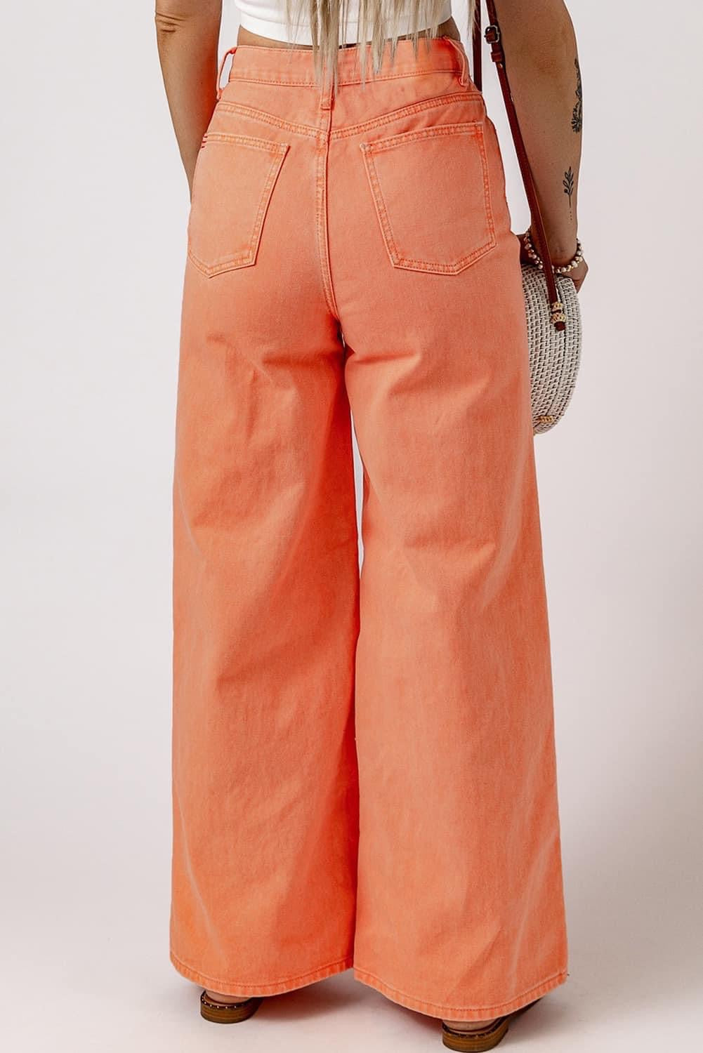 Orange Wide Leg Jeans