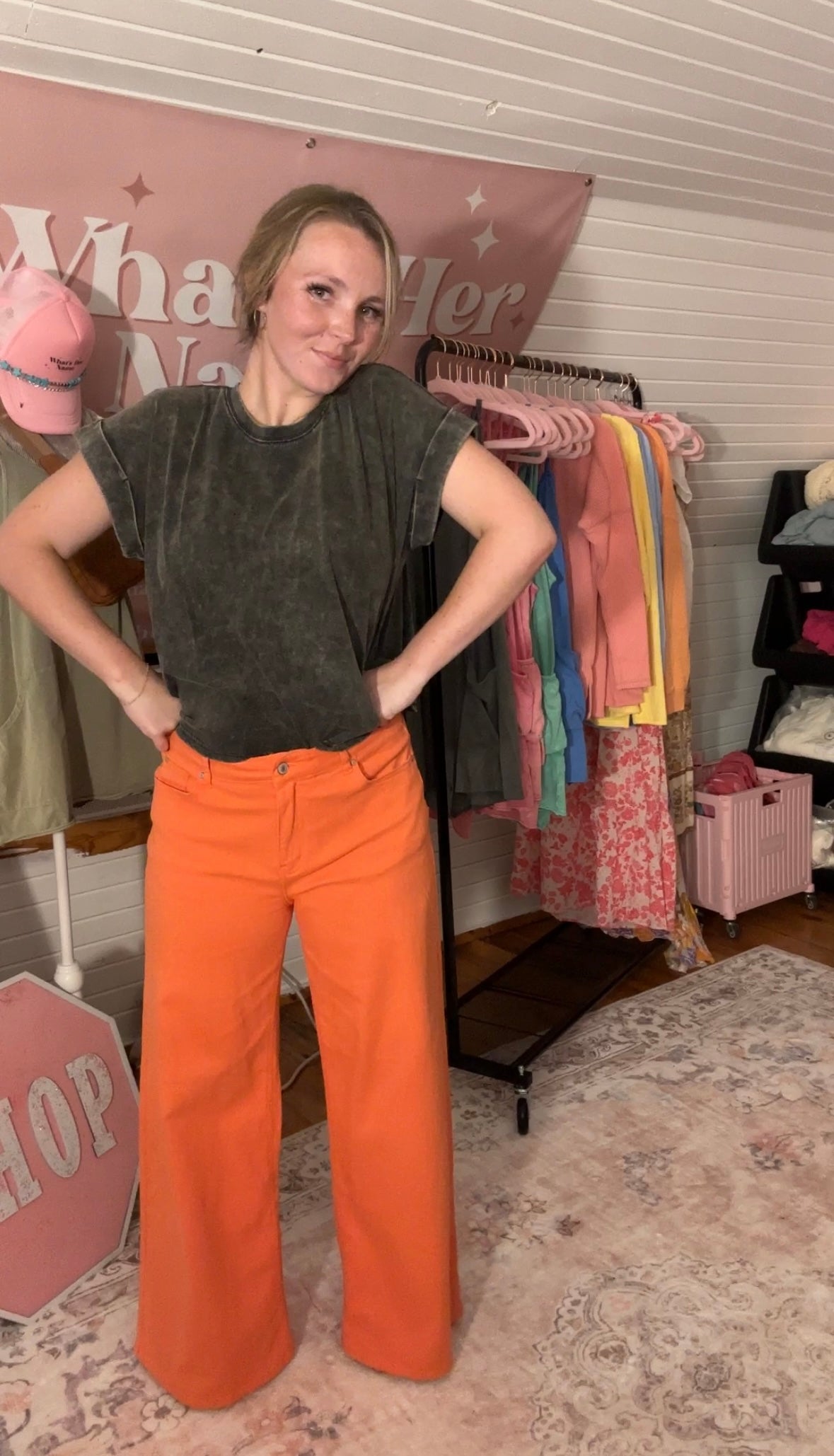 Orange Wide Leg Jeans