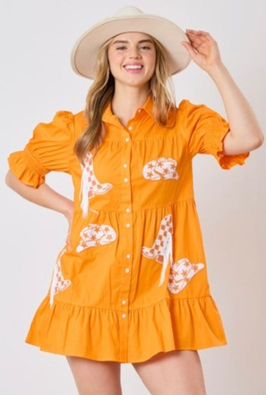 Boots&hats Sequin Embroidery Shirt Dress