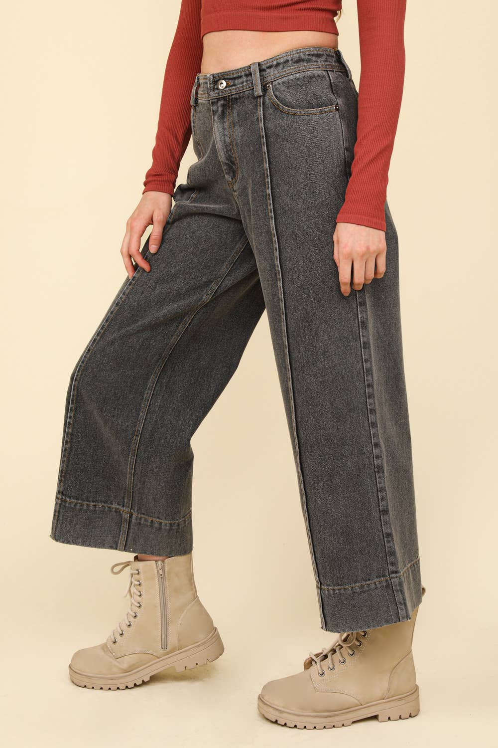 Wide Leg Denim Jean Pants