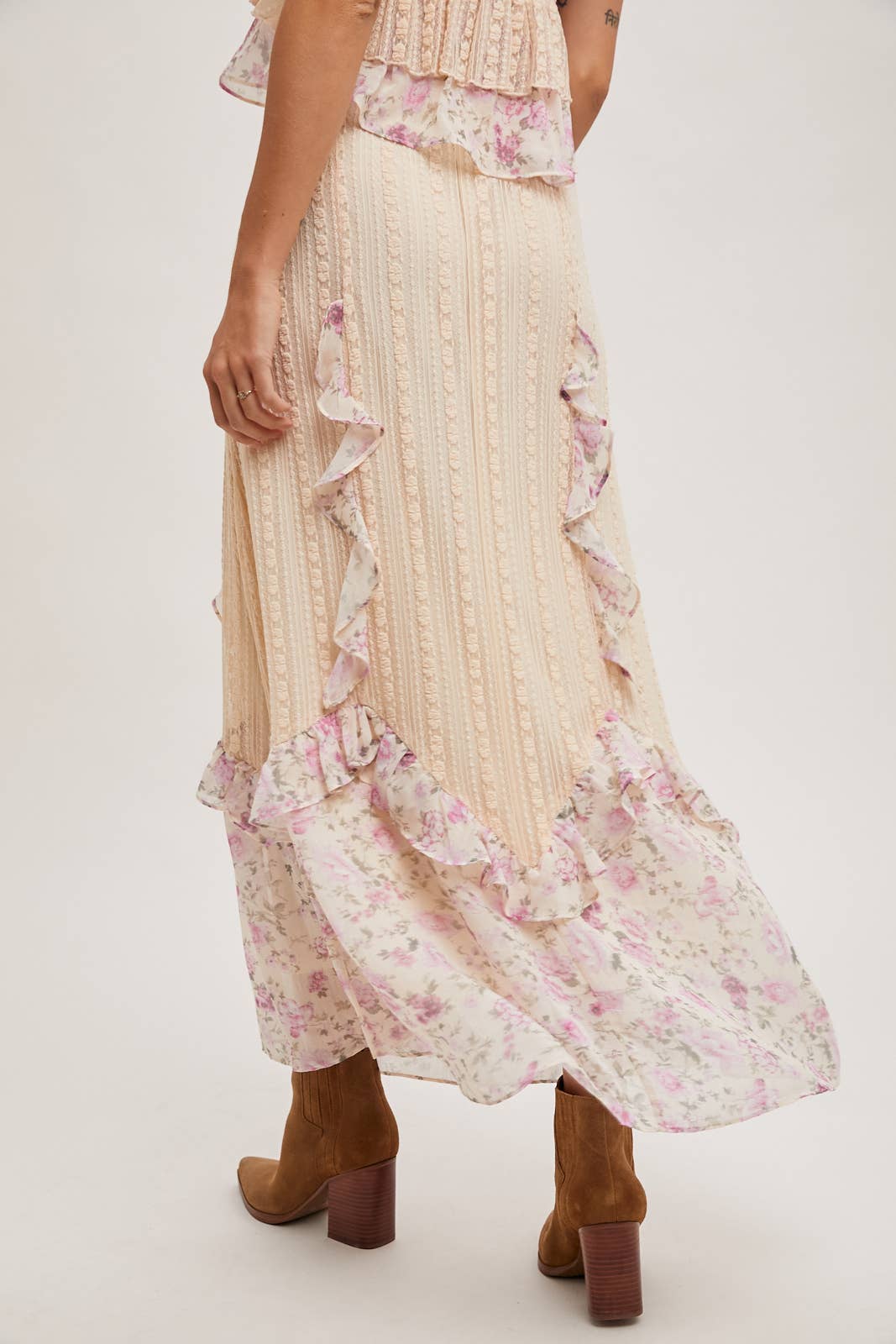 Floral Print, Lace Trimmed Two-Piece Set