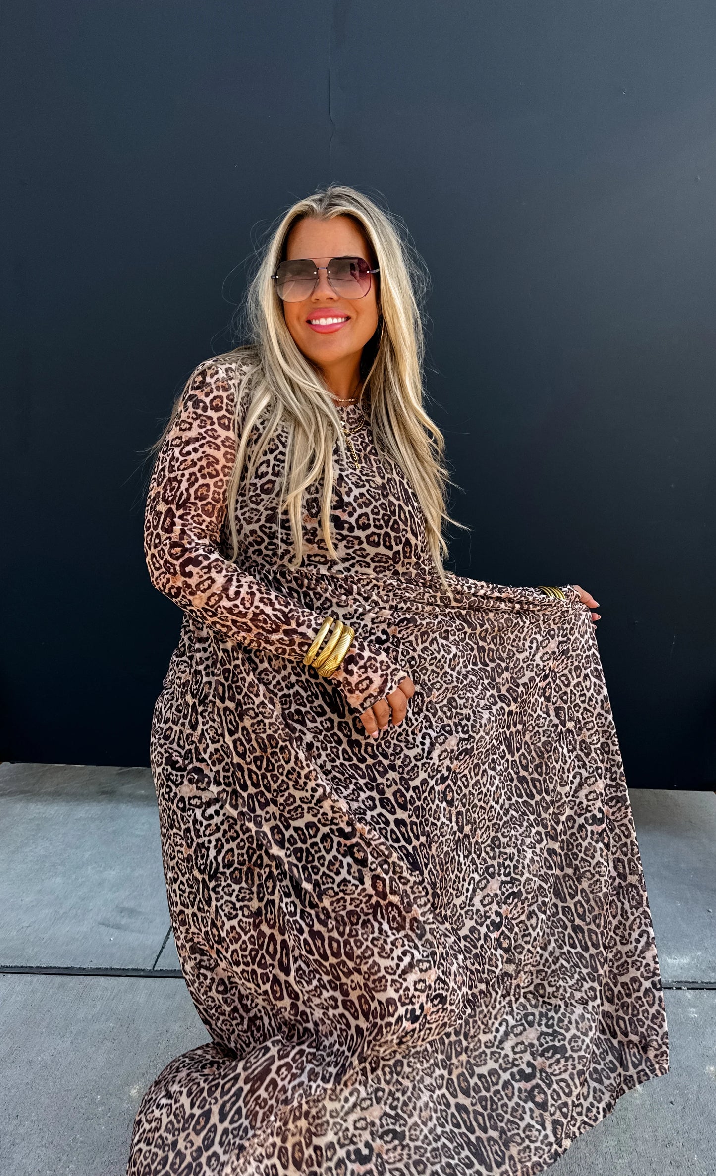 Fierce Cheetah Sheer Dress