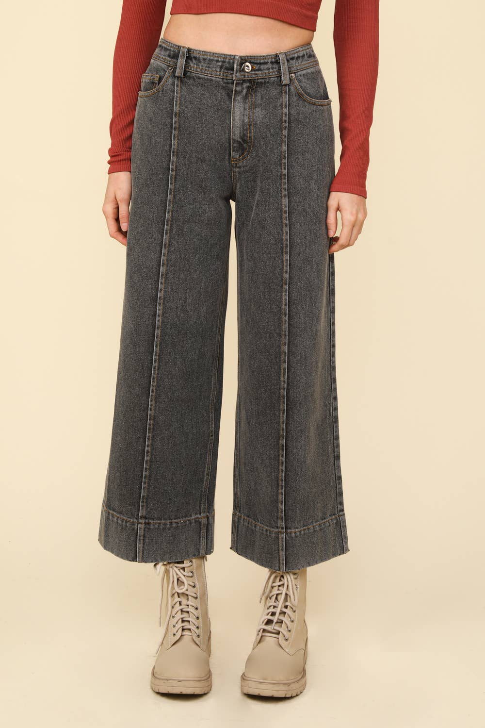 Wide Leg Denim Jean Pants