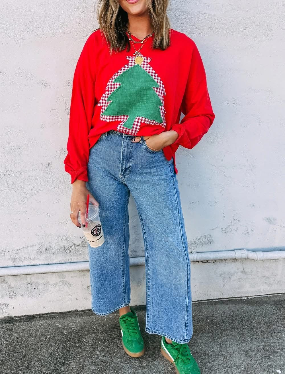 Patchwork Christmas Tree Sweater