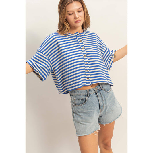Striped Button-Up Tee