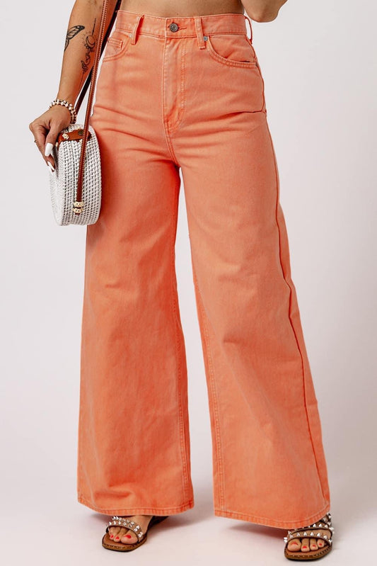 Orange Wide Leg Jeans