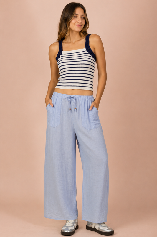 Crochet Sleeve Striped Knit
Tank Top