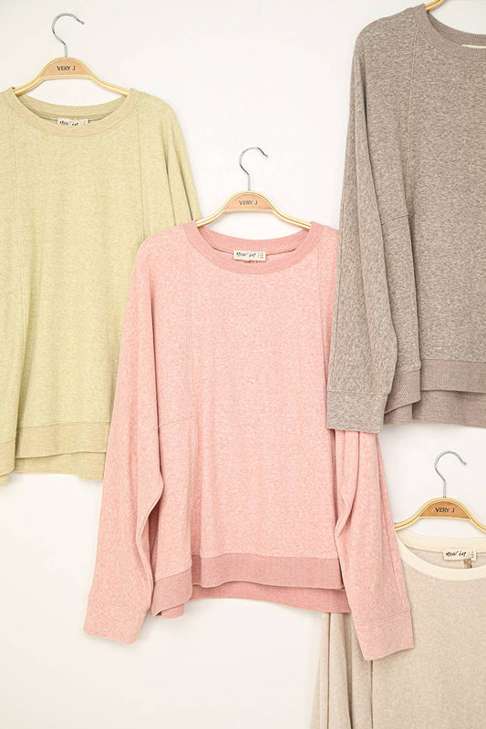 Oversized Comfy Soft Contrast Knit Top