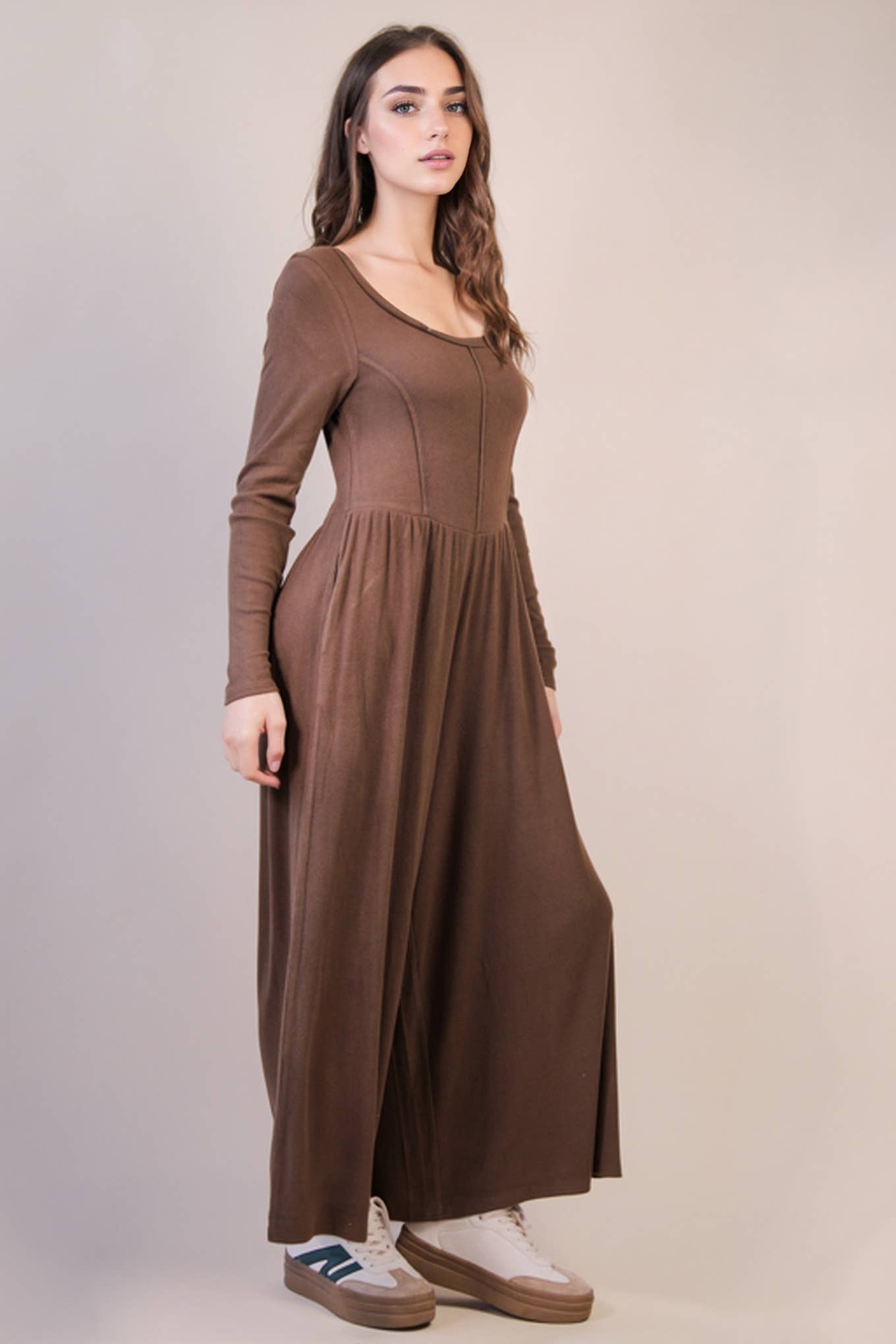 Wide Leg Solid Knit Casual Jumpsuit