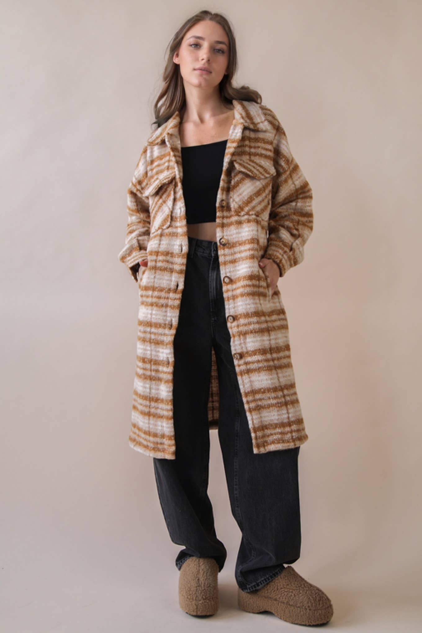 Aztec & Plaid Printed Shacket Jacket Coat