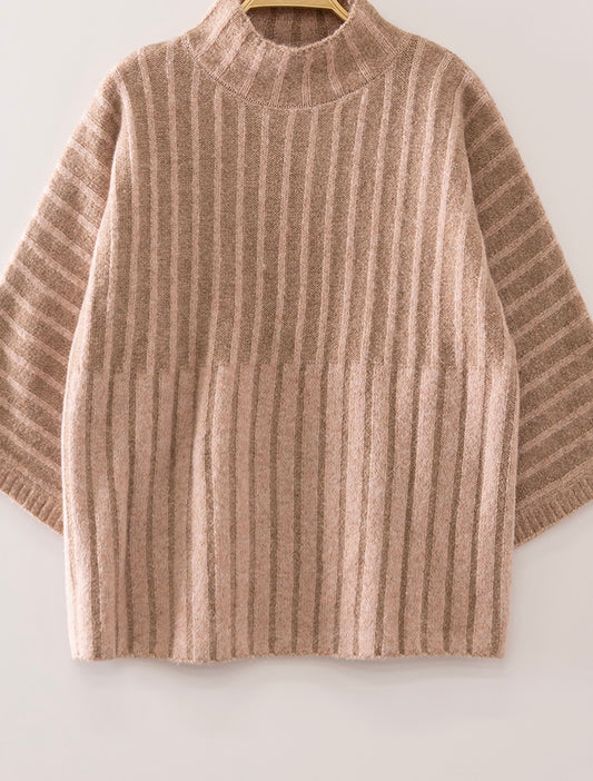 Ribbed Knit Mock Neck Sweater