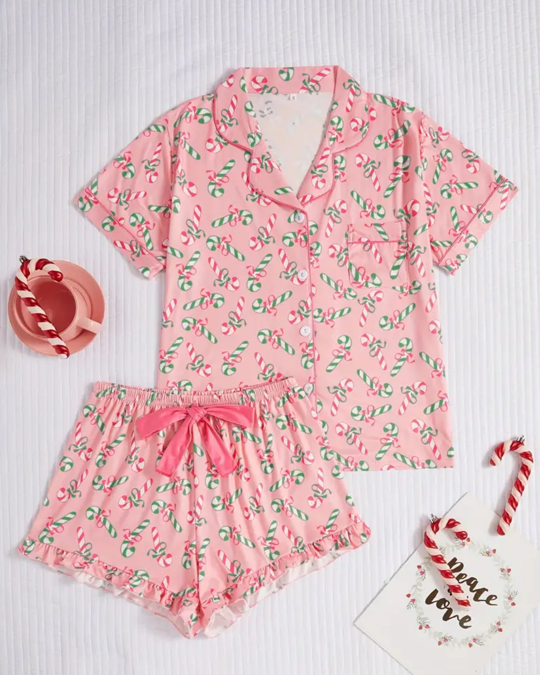 Candy Cane Ruffle Pajamas