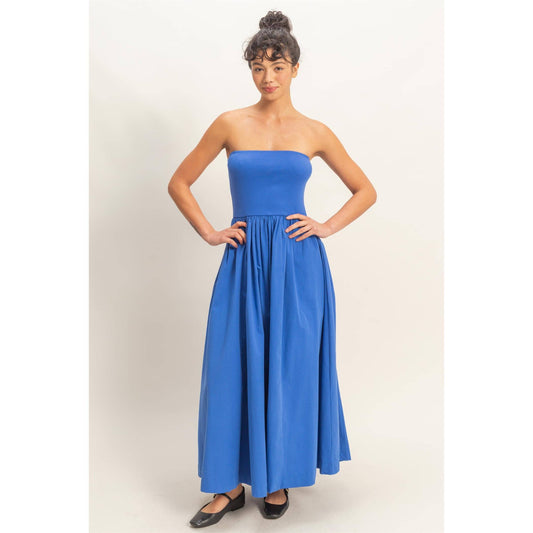 Strapless Flowy Midi Dress