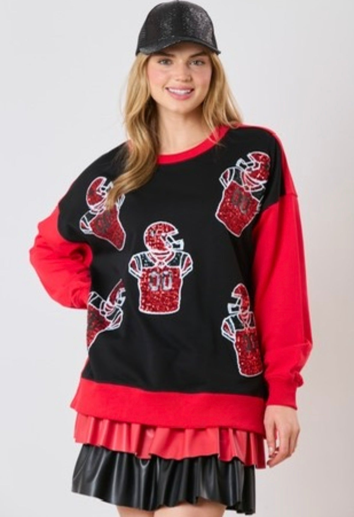 Football Uniform Color Block Long Sleeve Top