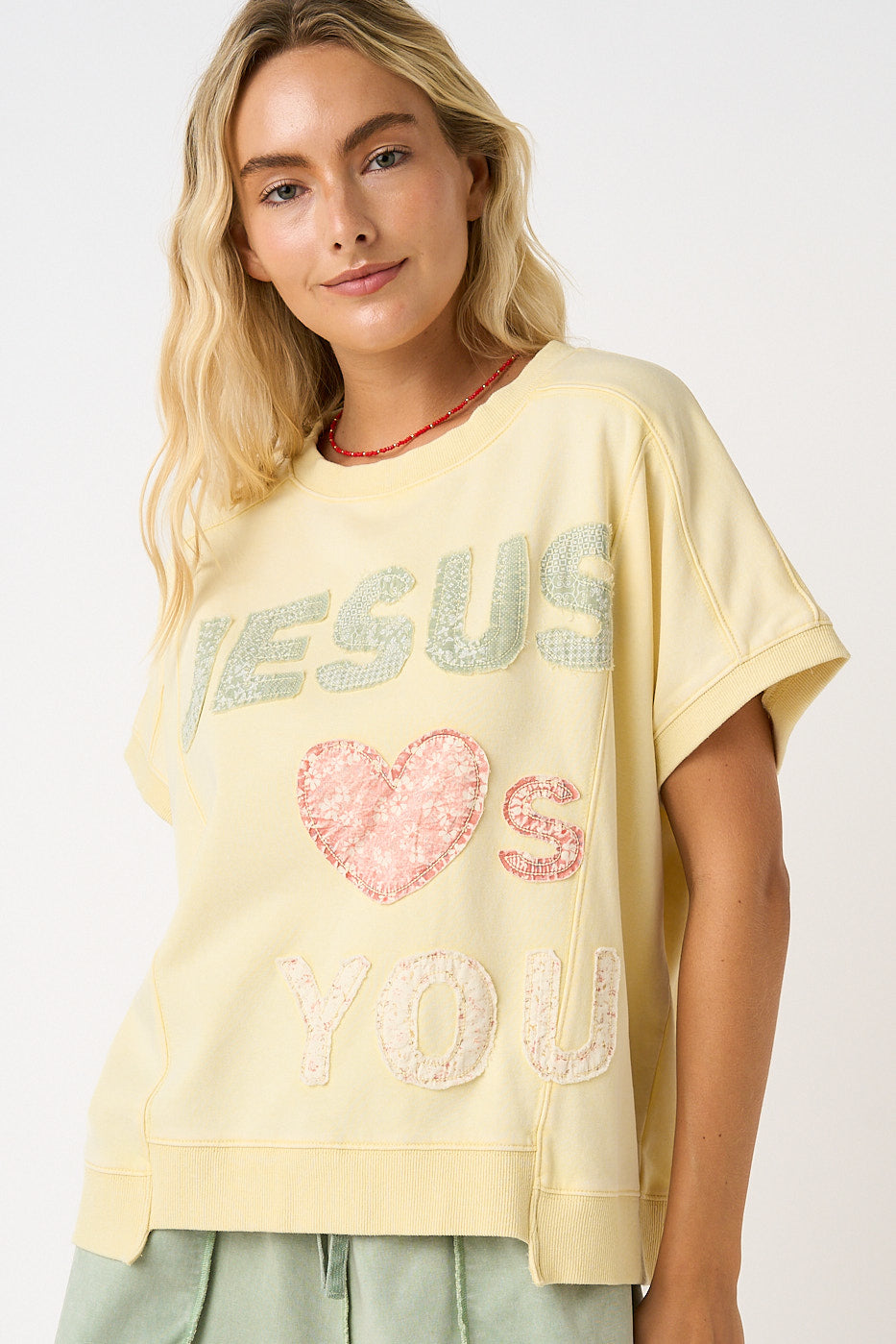 Jesus Loves You Patchwork Mineral Wash Tee