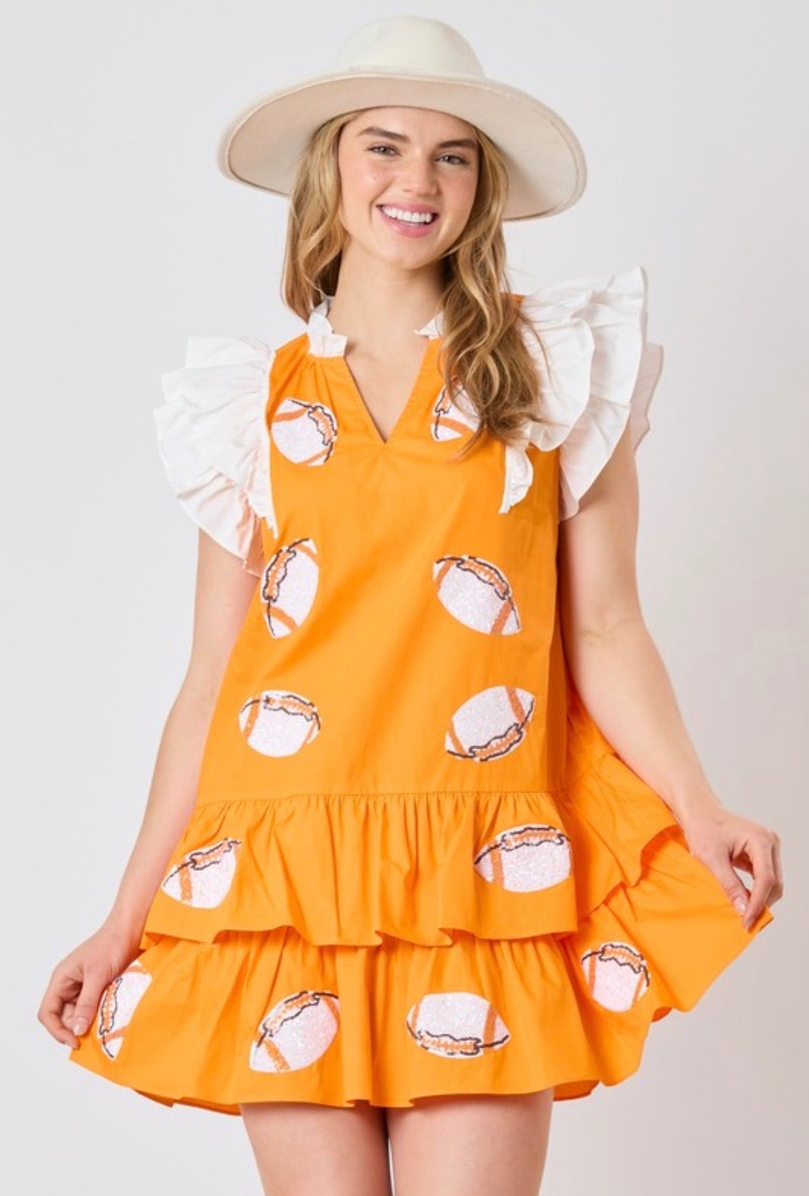 Football Sequins Embroidery Color Block Dress