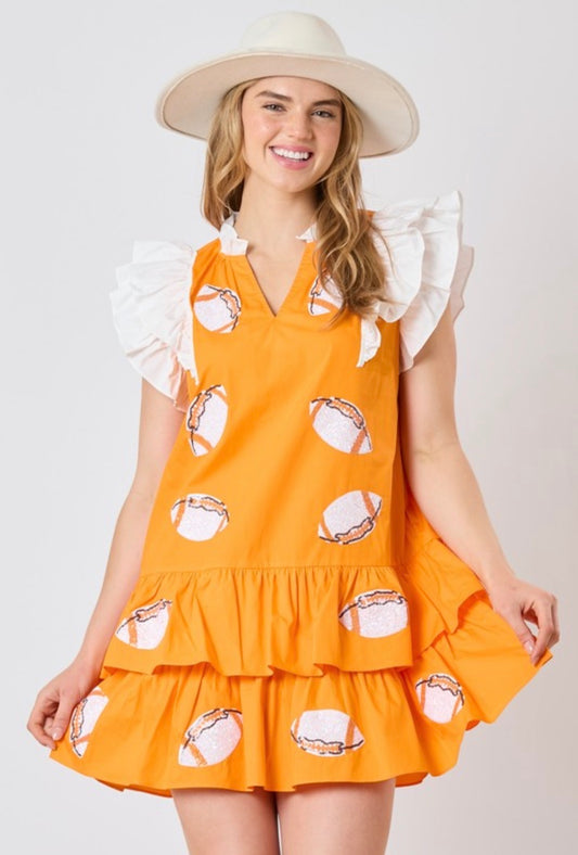 Football Sequins Embroidery Color Block Dress