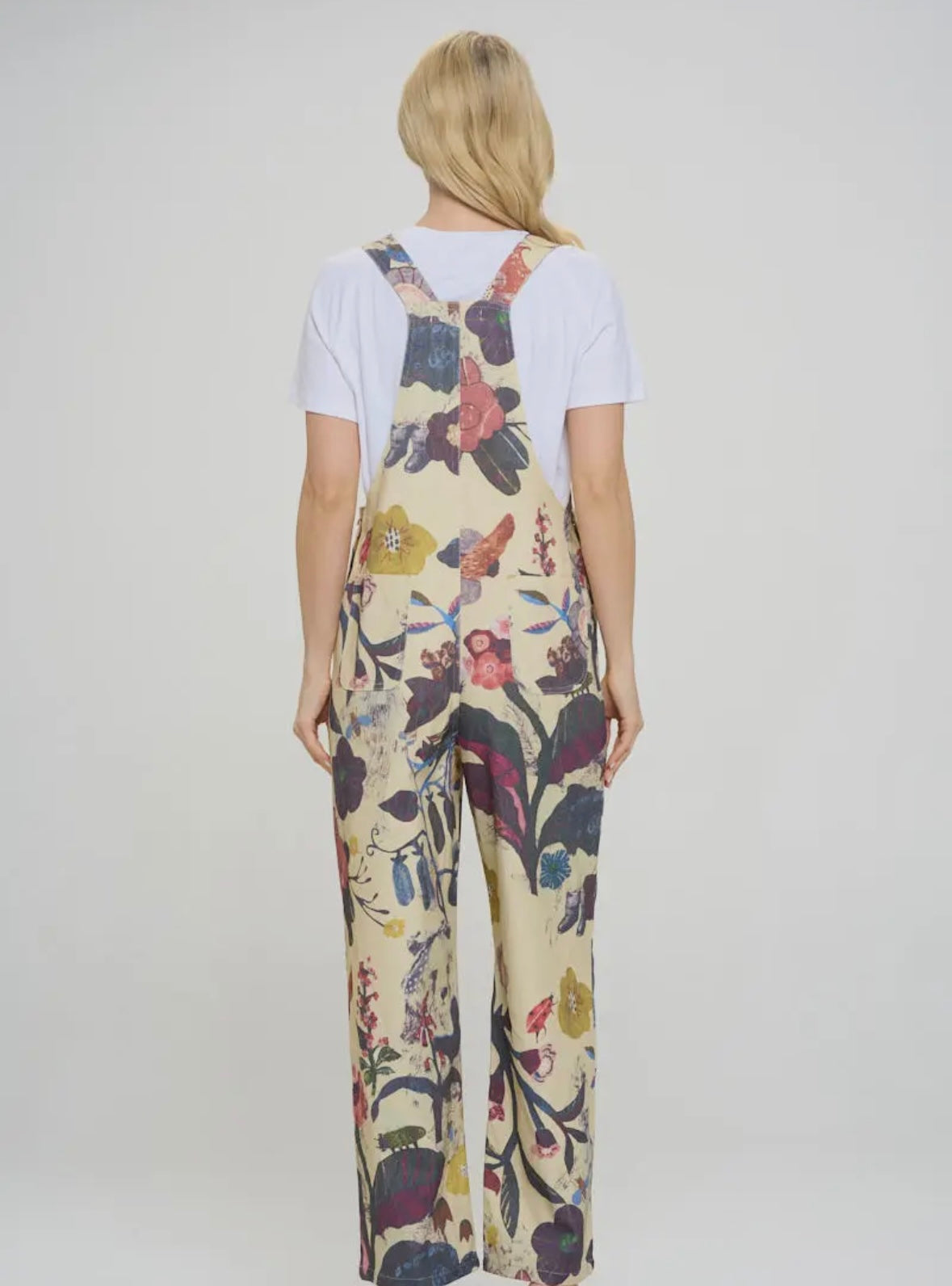 Botanical Floral Print Overall Beige