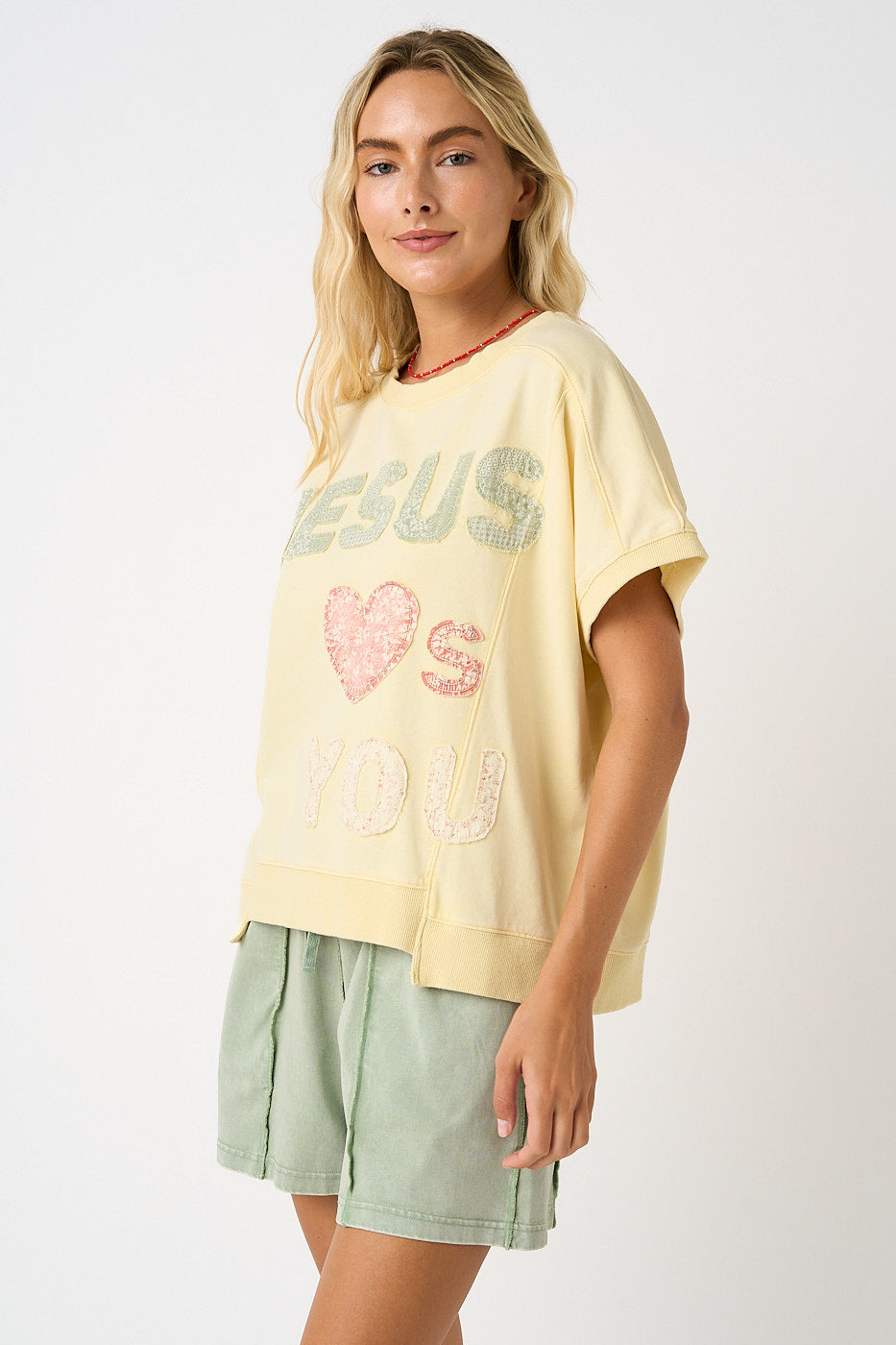 Jesus Loves You Patchwork Mineral Wash Tee