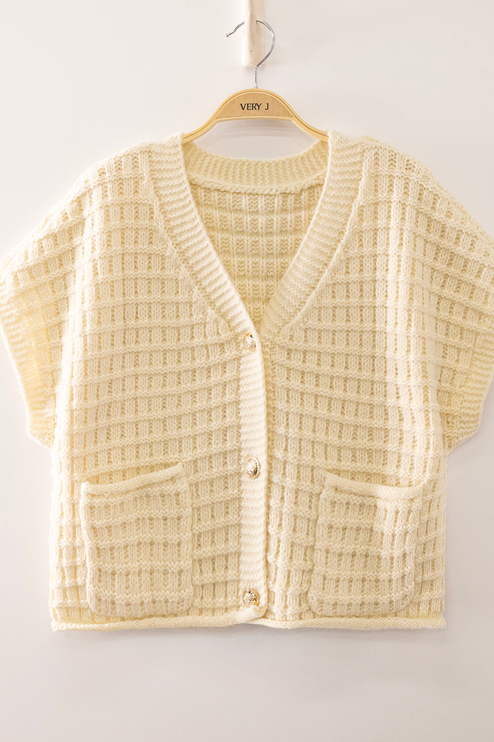 Short Sleeve Knit Button Up Sweater