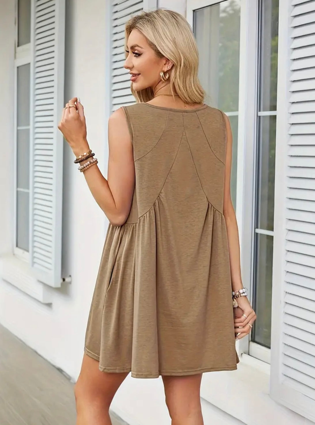 Call Me Khaki Sleeveless Dress