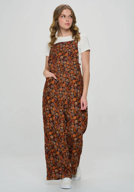 {IN STORE} Fall Floral Corduroy Overalls