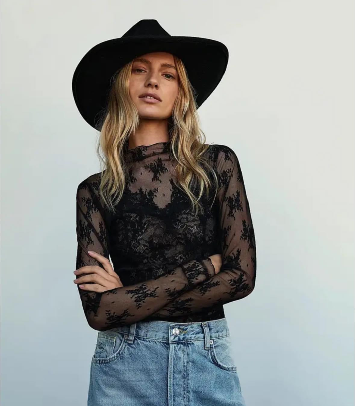 Lace Sheer Layering Top