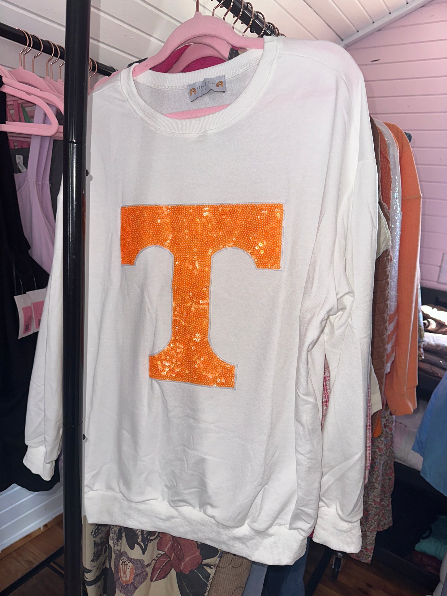 White Sequined Tennessee Lightweight Pullover