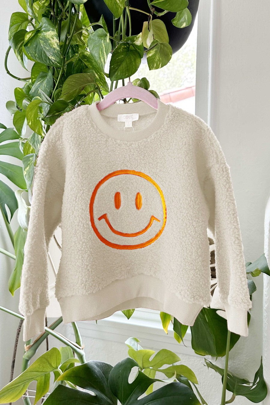 Smiling Face Embroidery Fleece Crewneck
Sweatshirt (KIDS)