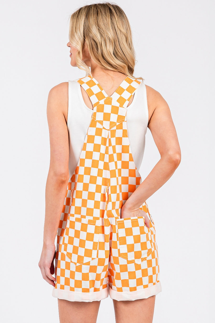 Game Day Checkered Short Overalls