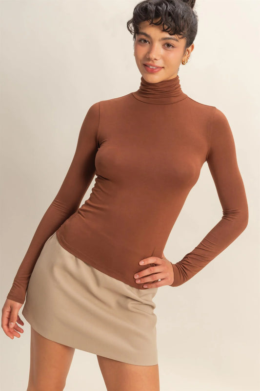 Turtleneck Long Sleeve Fitted Top