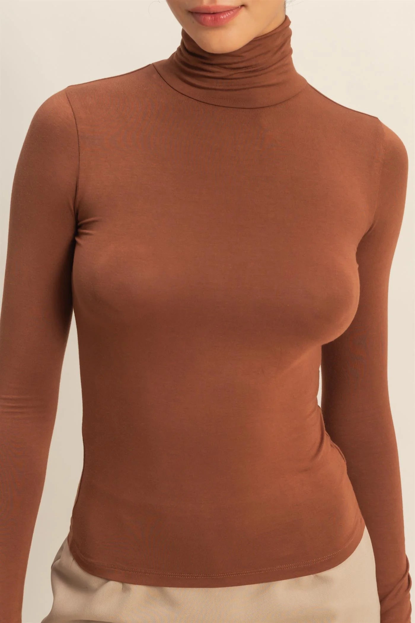 Turtleneck Long Sleeve Fitted Top