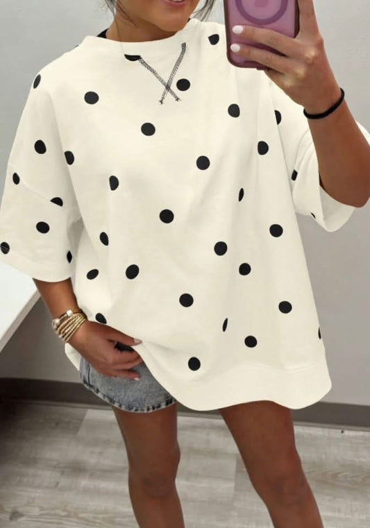 Everyday Polka Oversized Top