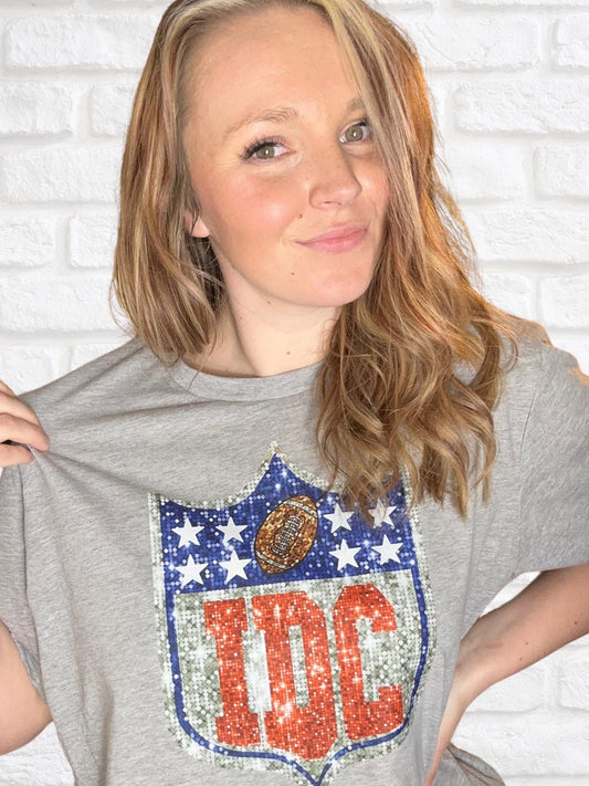 I Don’t Care (IDC) Faux Glitter Tee