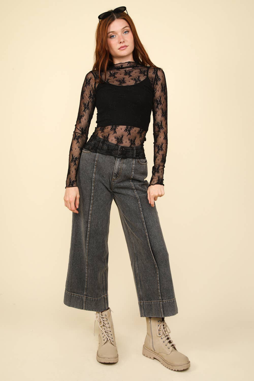 Wide Leg Denim Jean Pants