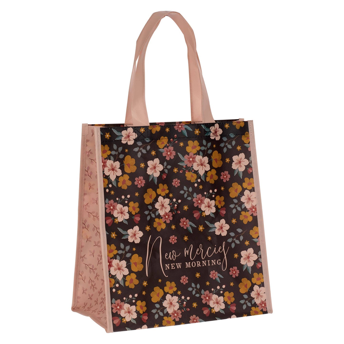 Tote Pink/Brown Floral Printed New Mercies New Morning