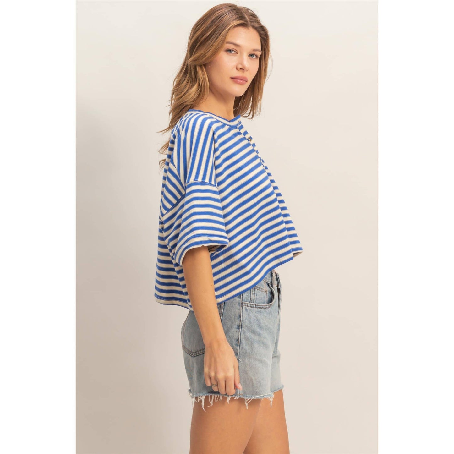Striped Button-Up Tee