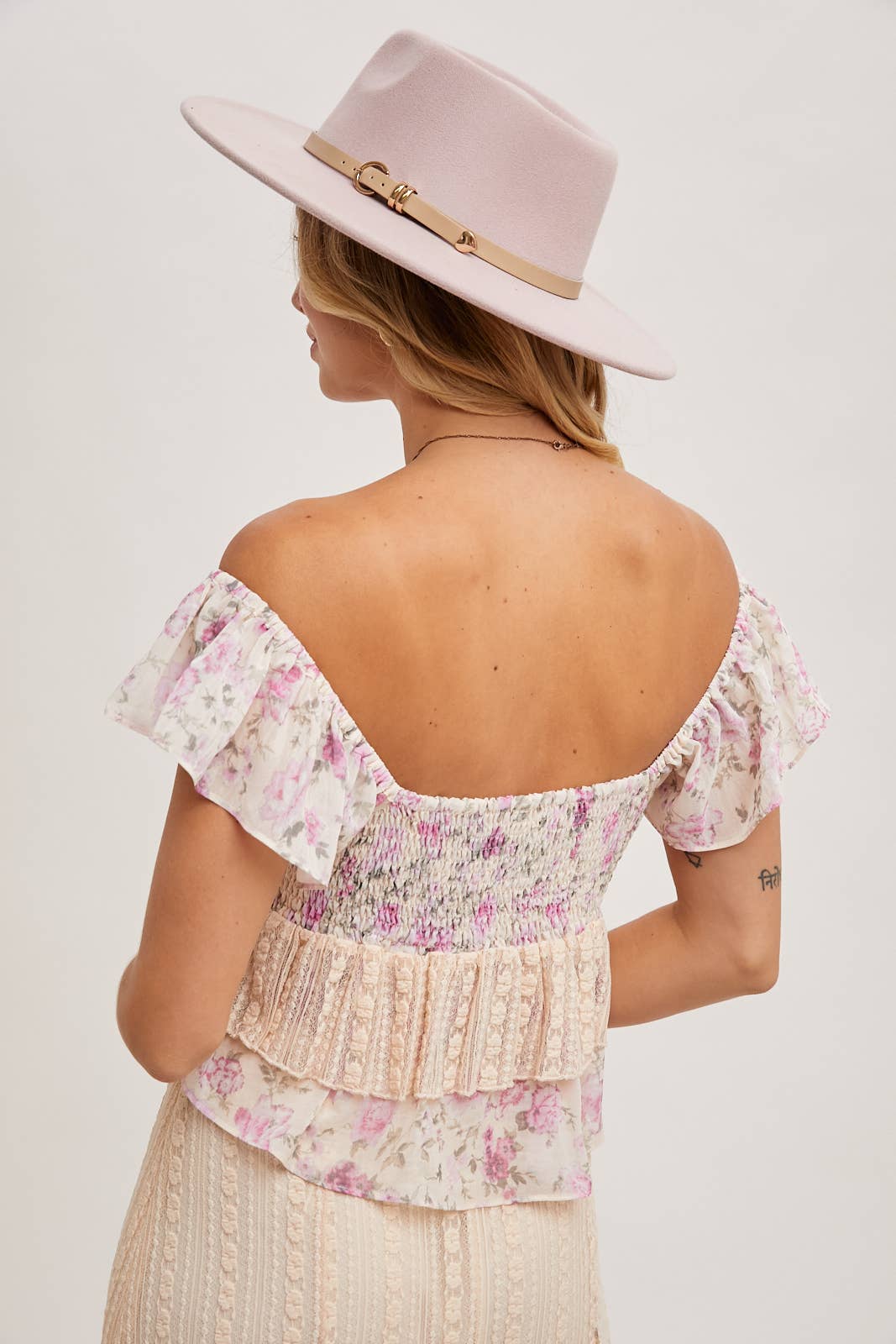 Floral Print, Lace Trimmed Two-Piece Set